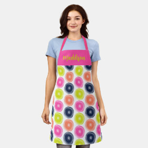 Cirkels Polka Dot Design in roze koraalgeel Schort