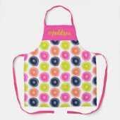 Cirkels Polka Dot Design in roze koraalgeel Schort (Voorkant)