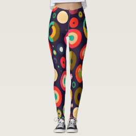 Cirkels roze blauw geometrisch patroon leggings