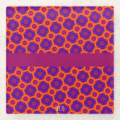 Cirkels Sinaasappel Violet Minimal Pattern Glazen Onderzetter (Voorkant)