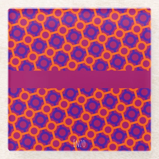 Cirkels Sinaasappel Violet Minimal Pattern Glazen Onderzetter (Voorkant)