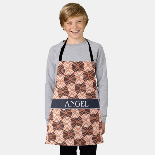 Cirkels Sinaasappel Wit Minimal Pattern Schort (Gedragen)