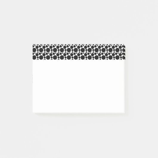 Cirkels & Stippen in 7 Maten: Herhalende Zwart & W Post-it® Notes (Voorkant)