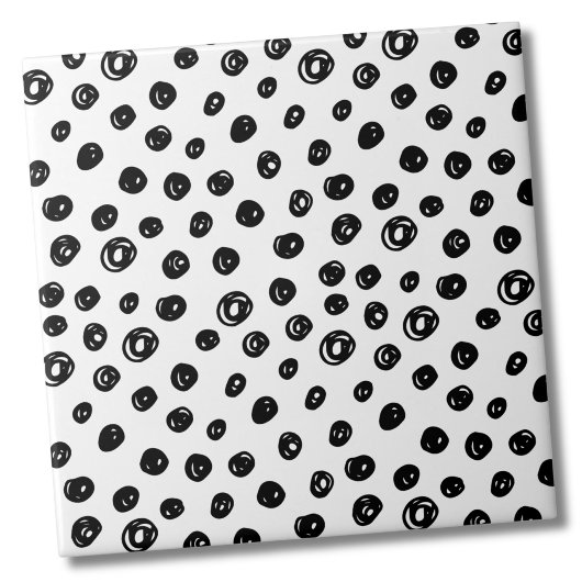 Cirkels Stippen Patroon Zwart Wit Tegeltje