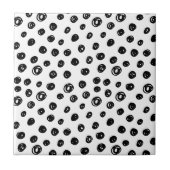 Cirkels Stippen Patroon Zwart Wit Tegeltje (Voorkant)