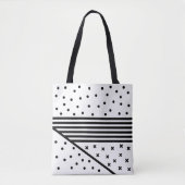 Cirkels, strepen en kruisen Monochroom Patroon Tote Bag (Voorkant)
