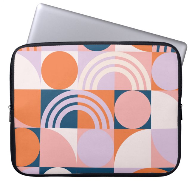 Cirkels uit het midden van de eeuw Strepen: geomet Laptop Sleeve (Voorkant)