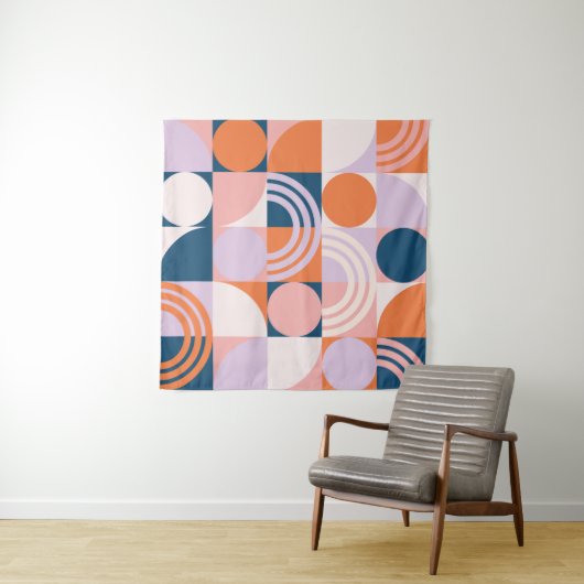 Cirkels uit het midden van de eeuw Strepen: geomet Wandkleed (In Situ (horizontaal))