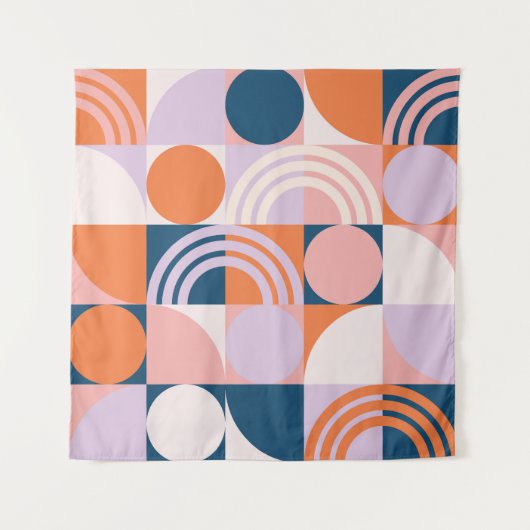 Cirkels uit het midden van de eeuw Strepen: geomet Wandkleed (Voorkant)