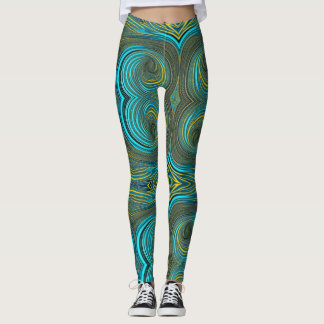 Cirkels van Zwart Turquoise Groen goud Leggings