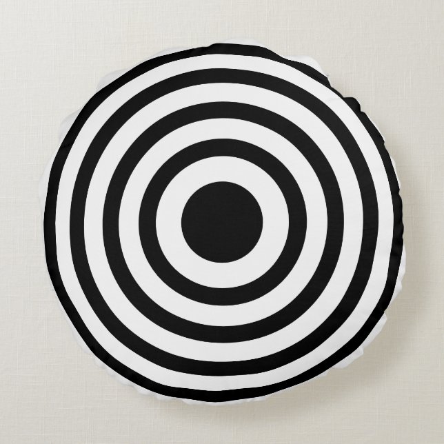 Cirkels voor Novelty Black en White Bullseyes Rond Kussen (Achterkant)