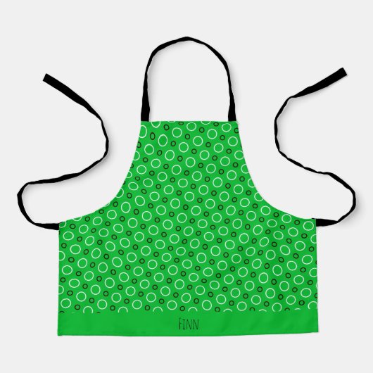 Cirkels Wit Groen Minimale Patroon Schort (Voorkant)
