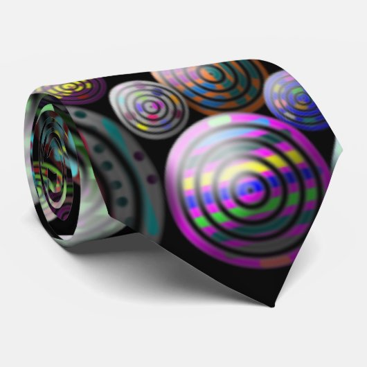 Cirkels zwart en kleurrijk Stropdas (Opgerold)