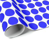 Cirkelspots - Blauw op wit Cadeaupapier (Rol Hoek)