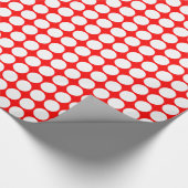 Cirkelspots - wit op rood cadeaupapier (Hoek)