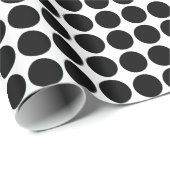 Cirkelspots - Zwart op wit Cadeaupapier (Rol Hoek)