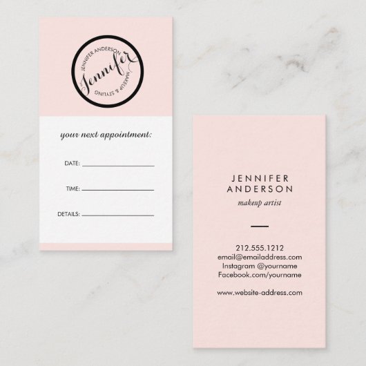  cirkelstempel Logo roze afspraak Afsprakenkaartje (Voorkant / Achterkant)