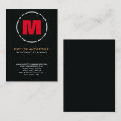 Cirkelstempel Monogram donkerrood, persoonlijk tra Visitekaartje (Voorkant / Achterkant)