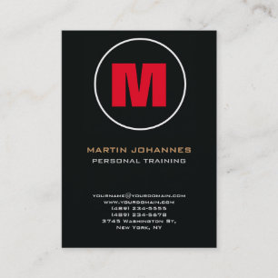 Cirkelstempelmonogram donkerrood personal trainer visitekaartje