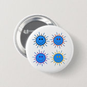 Cirkelsymbolen van een stralende zon ronde button 5,7 cm (Voorkant /achterkant)