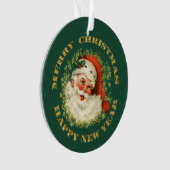 Cirkeltekst retro Santa Persoonlijk Ornament (voorkant)