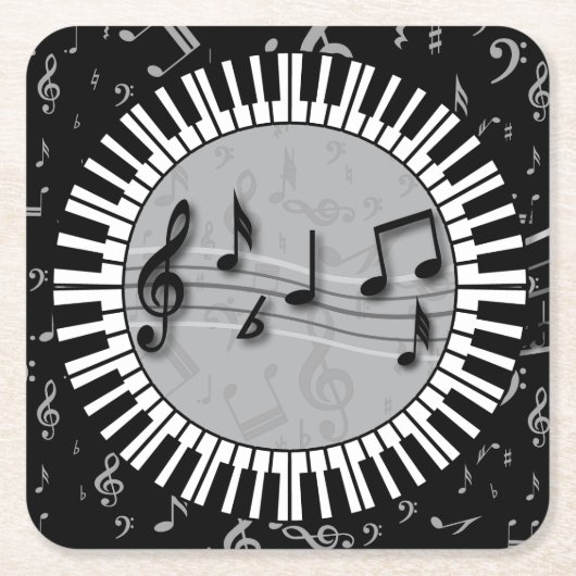 Cirkeltoetsen van Piano met muzieknotitiecentrum Kartonnen Onderzetters (Voorkant)