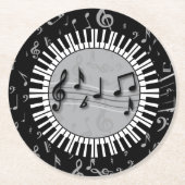 Cirkeltoetsen van Piano met muzieknotitiecentrum Ronde Kartonnen Onderzetter (Voorkant)