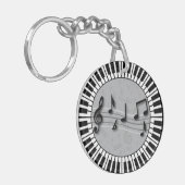 Cirkeltoetsen van Piano met muzieknotitiecentrum Sleutelhanger (Voorkant Links)