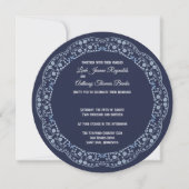 Cirkeluitnodiging van Navy Blue Mandala Feestdagenkaart (Voorkant)