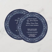 Cirkeluitnodiging van Navy Blue Mandala Feestdagenkaart (Voorkant / Achterkant)