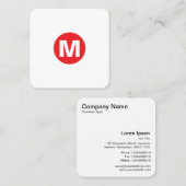 Cirkelvlek monogram - rood vierkante visitekaartje (Voorkant / Achterkant)