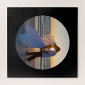 Cirkelvorm bruiloft foto zwart legpuzzel (Horizontaal)