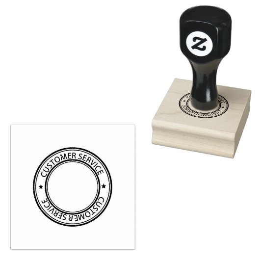 Cirkelvorm KLANTSERVICE Logo Jet Black Inkt Rubberstempel (Gestempeld)
