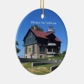 cirkelvormgeving van de vuurtoren van Michigan Cit Keramisch Ornament (Rechts)