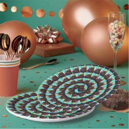 cirkelvormig bruin en wit cavia patroon, papieren bordje