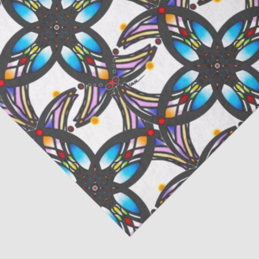 cirkelvormig Glas in lood Tissuepapier (Detail)