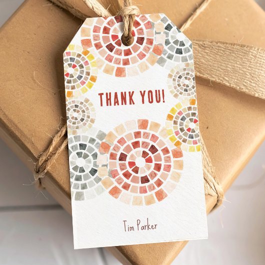 Cirkelvormig mozaïek Dank je wel Cadeaulabel