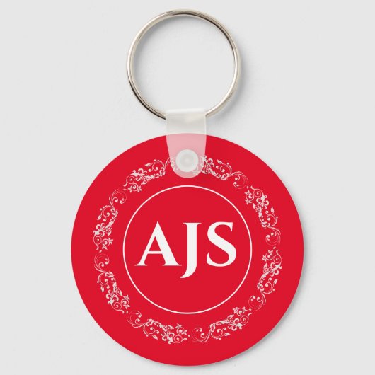 Cirkelvormig ontwerp met Monogram-Initialen Sleutelhanger (Voorkant)