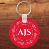 Cirkelvormig ontwerp met Monogram-Initialen Sleutelhanger (Achterkant)