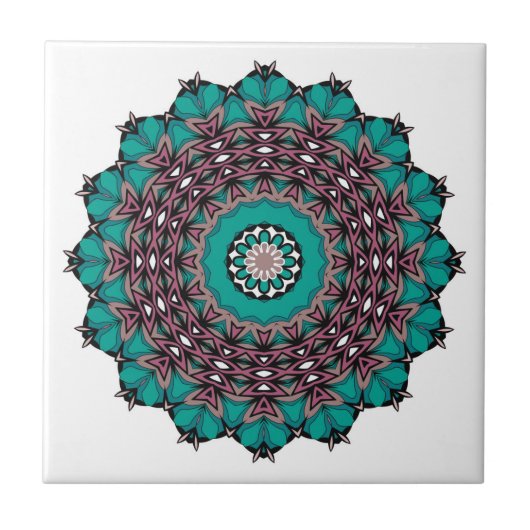 Cirkelvormig ornamentaal abstract mandala decorati tegeltje (Voorkant)