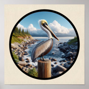 Cirkelvormige 3D-afbeelding van een mooie bruine p Poster