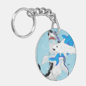 Cirkelvormige (dubbelzijdige) Sleutelhanger haaien (Voorkant Links)