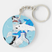 Cirkelvormige (dubbelzijdige) Sleutelhanger haaien (Achterkant)