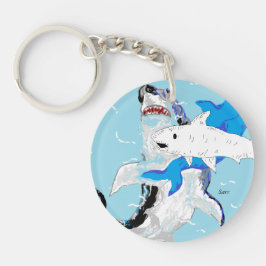 Cirkelvormige (dubbelzijdige) Sleutelhanger haaien