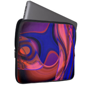 Cirkelvormige en gebogen vormen in royal blue naar laptop sleeve
