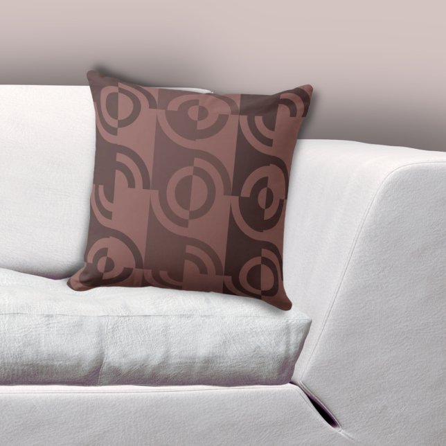 Cirkelvormige fragmenten Bruin Sierkussen (Playful Circular Fragments Brown Throw Pillow, Living Room)