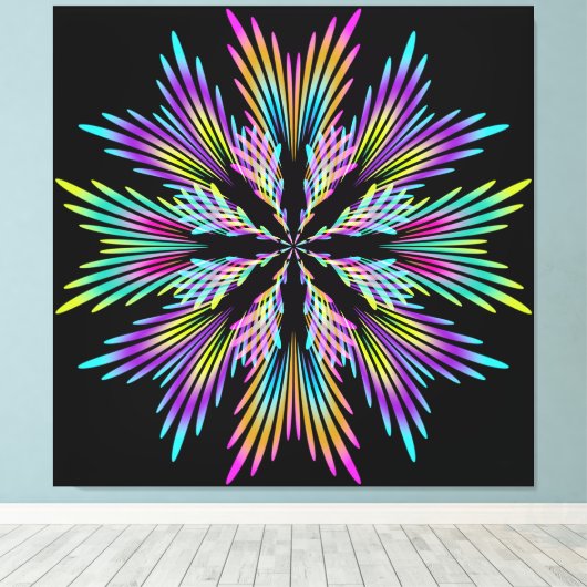 cirkelvormige kleurventilatoren canvas afdruk (Insitu (Houten vloer))