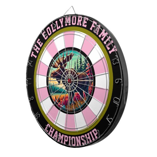 Cirkelvormige Moose Bullseye-illustraties Dartbord (Voorkant Rechts)