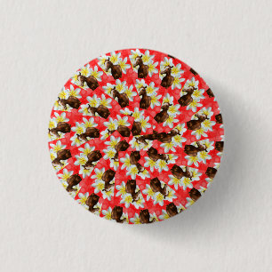 Cirkelvormige paarden en frangipani-ontwerp, ronde button 3,2 cm