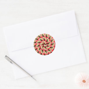 cirkelvormige paarden en Frangipani-ontwerpen; Ronde Sticker